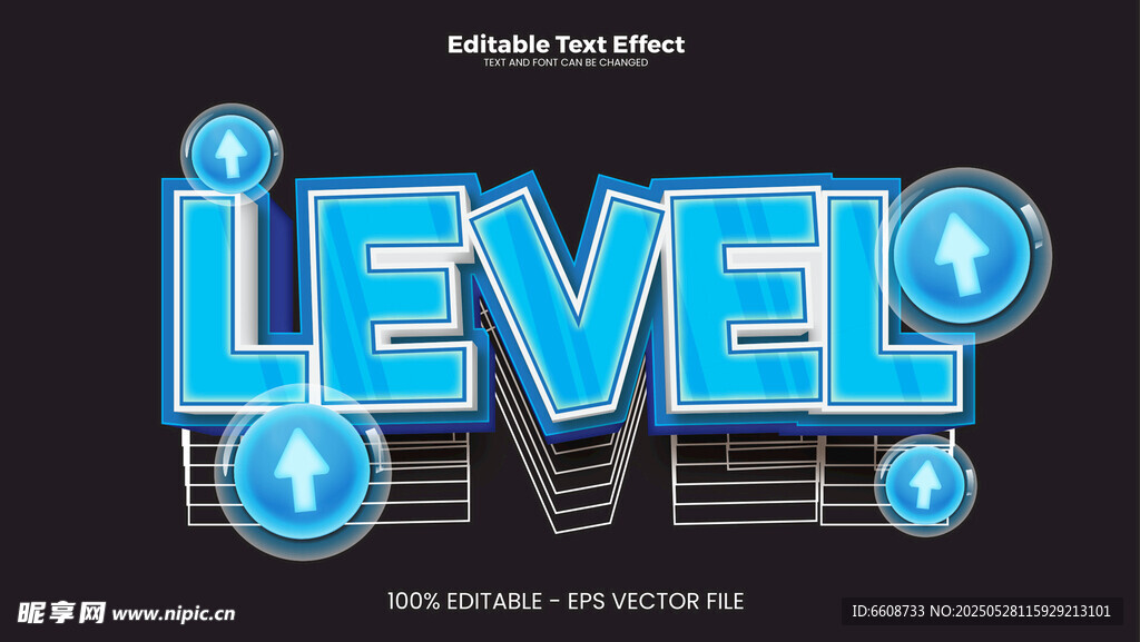 蓝色立体风格LEVEL字样