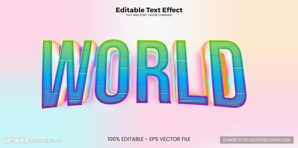 多彩立体英文单词WORLD