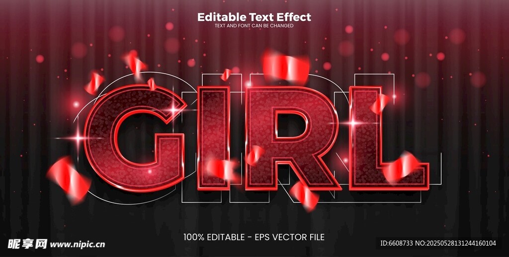 红色立体字母GIRL装饰