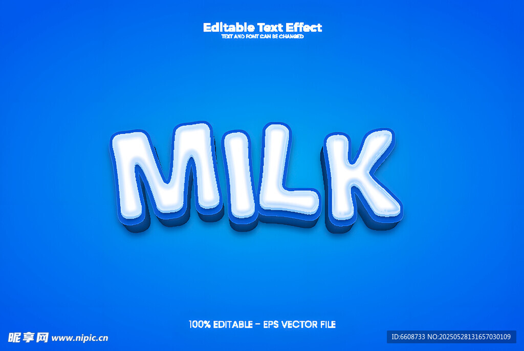 蓝色背景上的白色MILK字样