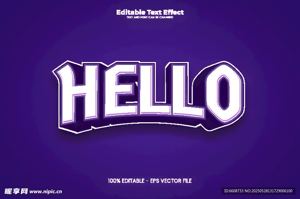 紫色背景的HELLO艺术字