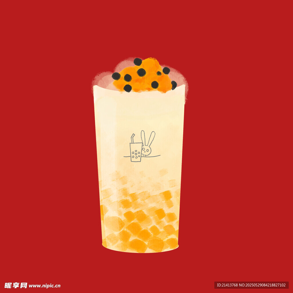 美味珍珠奶茶插画