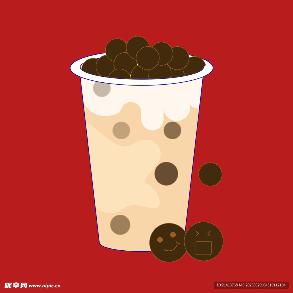 美味珍珠奶茶插画