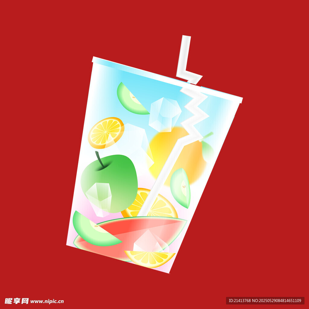 缤纷水果冰饮插画