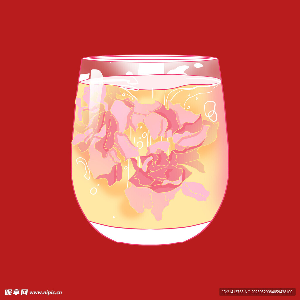 杯中花卉饮品