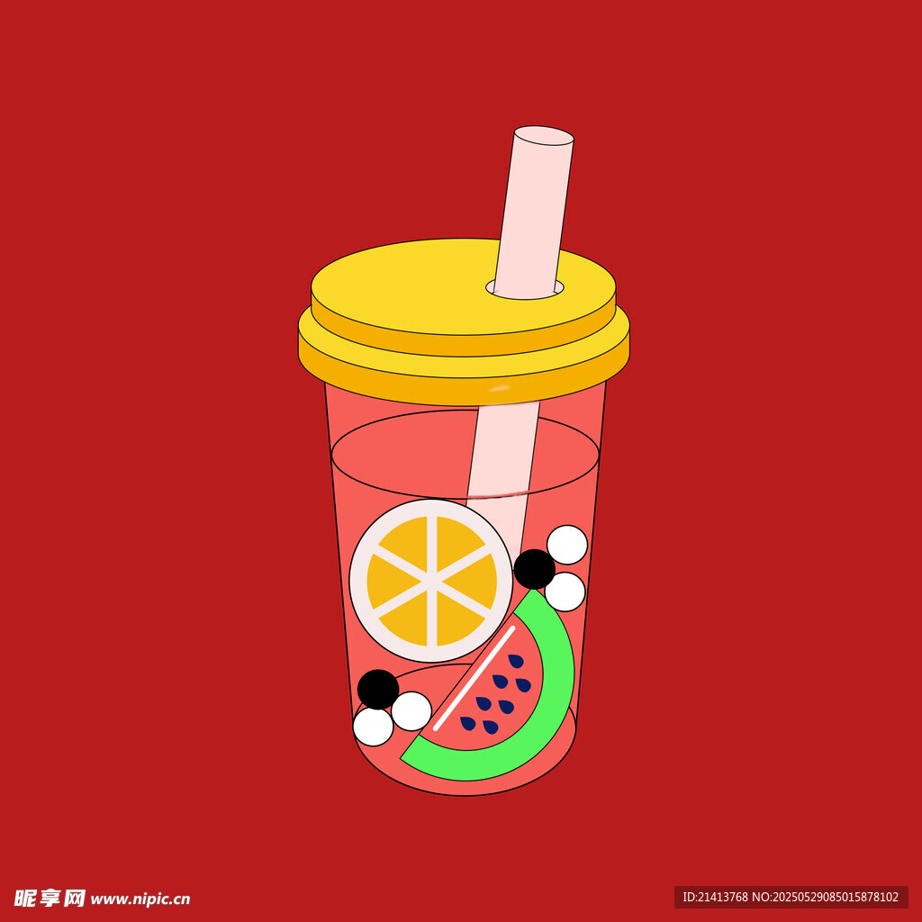 水果冰饮插画