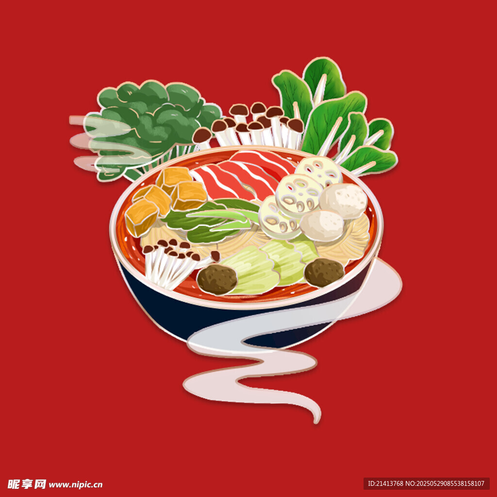 美味热气腾腾的特色蔬菜火锅