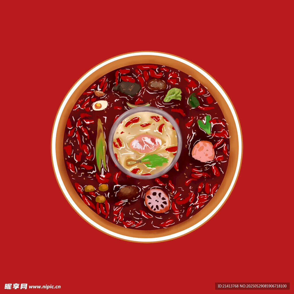 红油飘香的美味火锅汤底