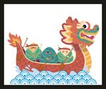 龙舟上的卡通粽子