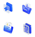 3D蓝色商务办公图标集合