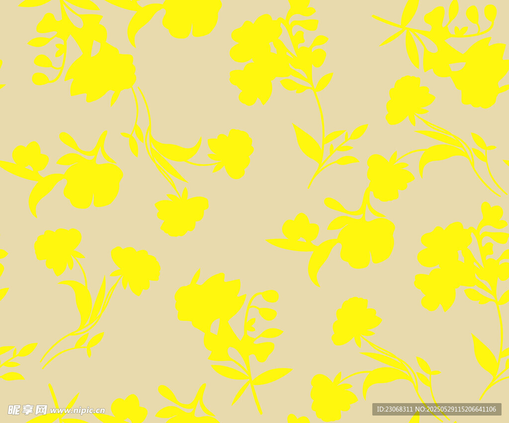 黄色花卉图案背景纹理