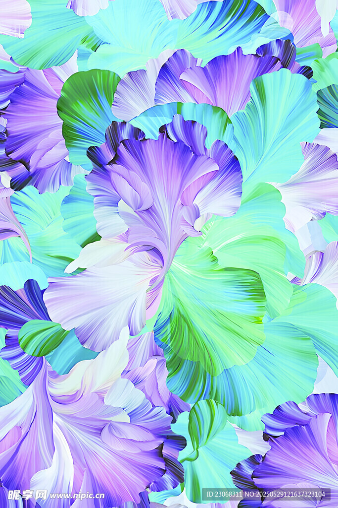 梦幻蓝紫花卉图案背景