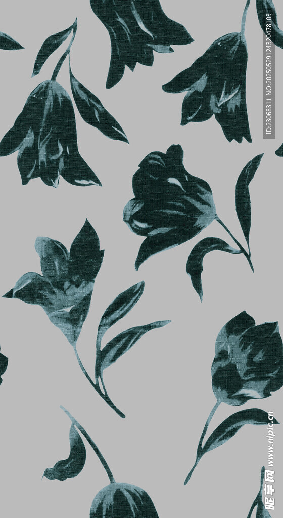 蓝绿花卉图案背景纹理