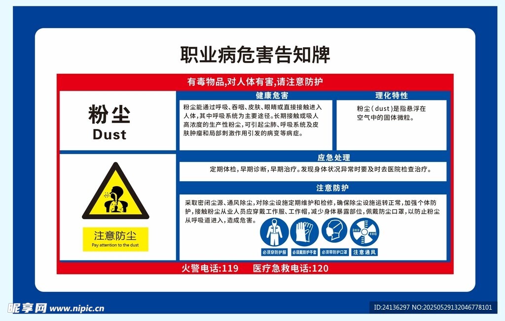 粉尘职业危害告知牌