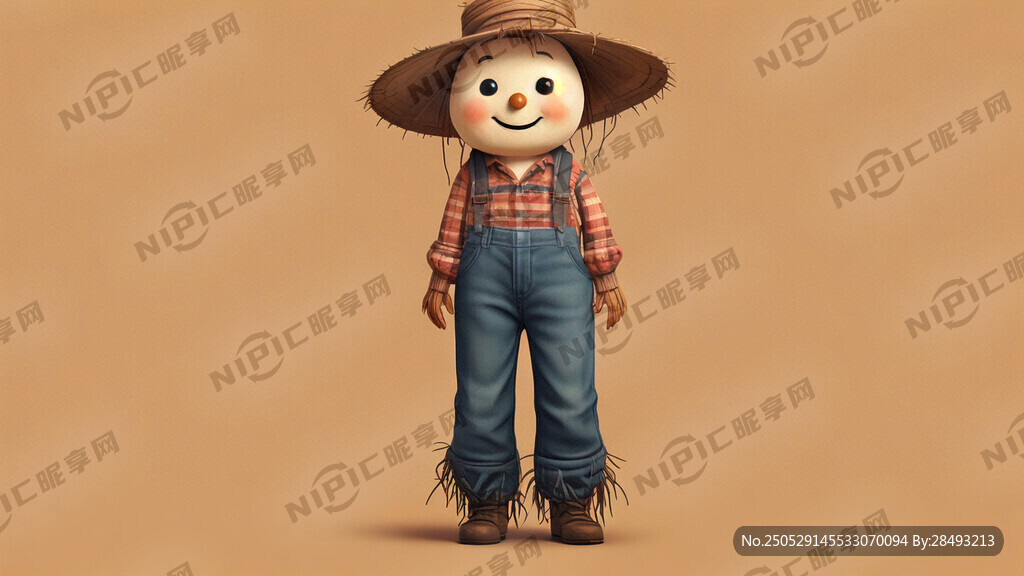 可爱稻草人  穿着牛仔裤  