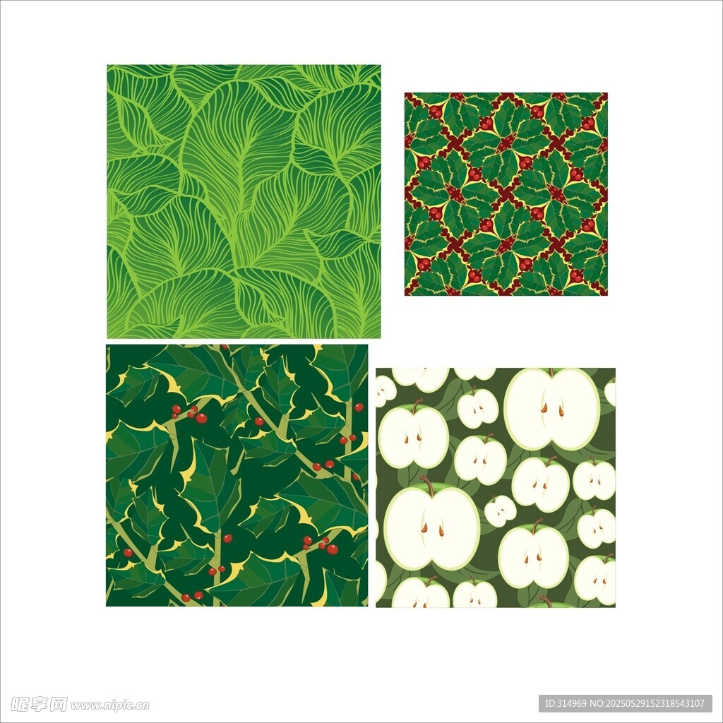 绿色植物纹理图案集合