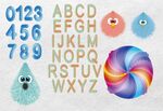 多彩数字字母与螺旋图案