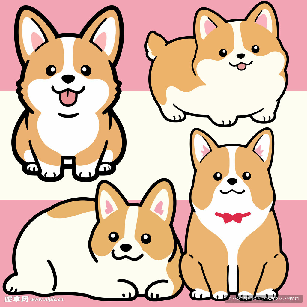 可爱柯基犬卡通形象集合
