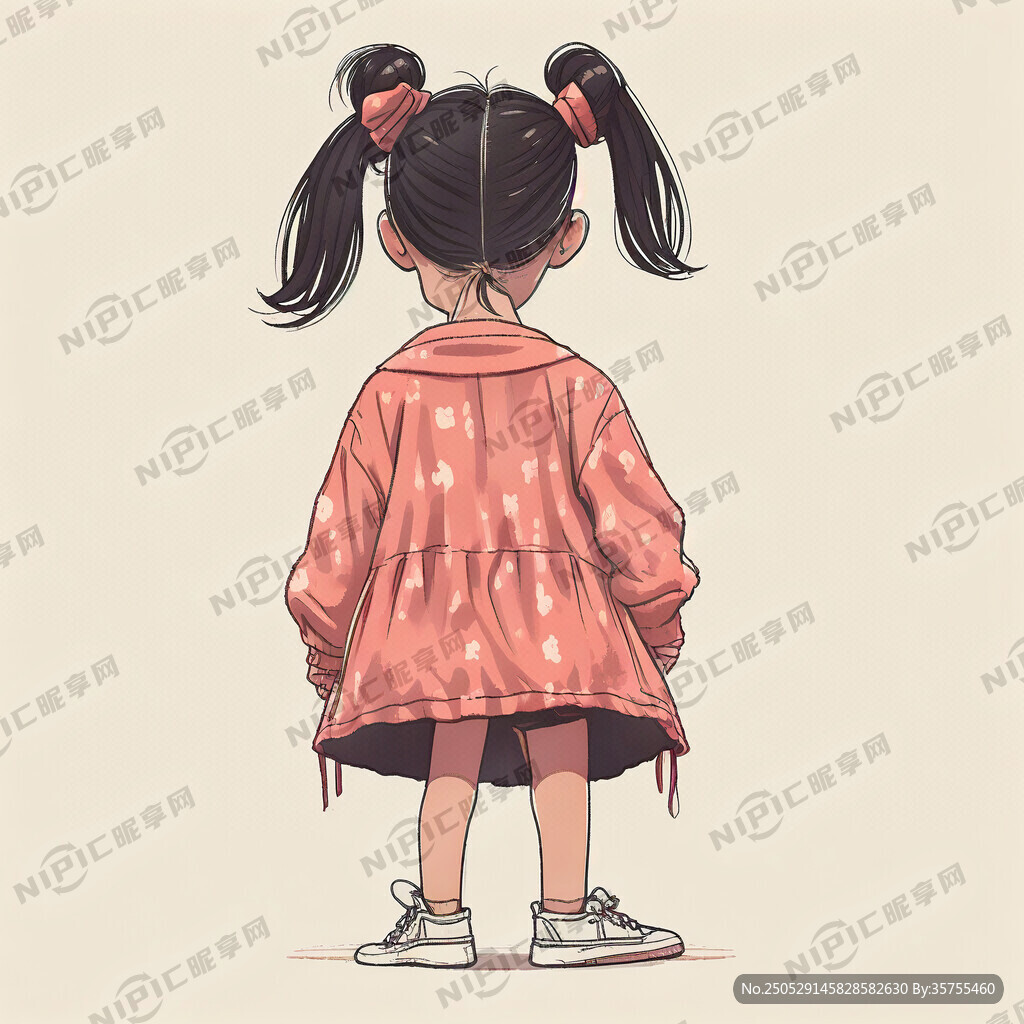 欧美卡通小女生 后背图