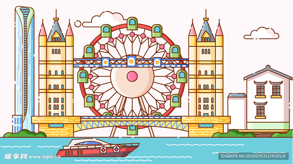 伦敦地标建筑插画景观