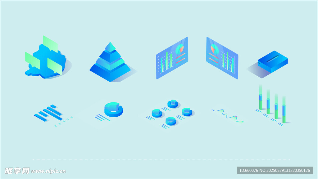 简约3D数据可视化元素集
