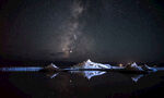 星空下的雪山湖泊美景