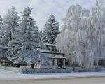 冬日雪景中的温馨小屋