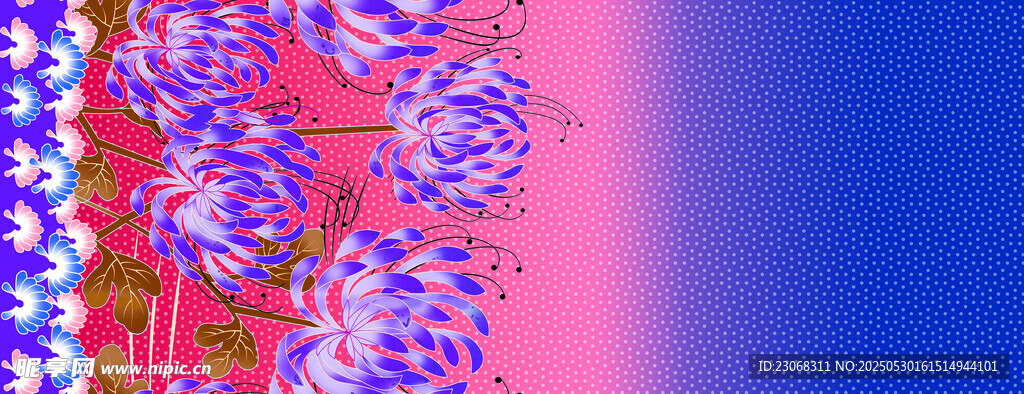 梦幻蓝紫花卉渐变背景图