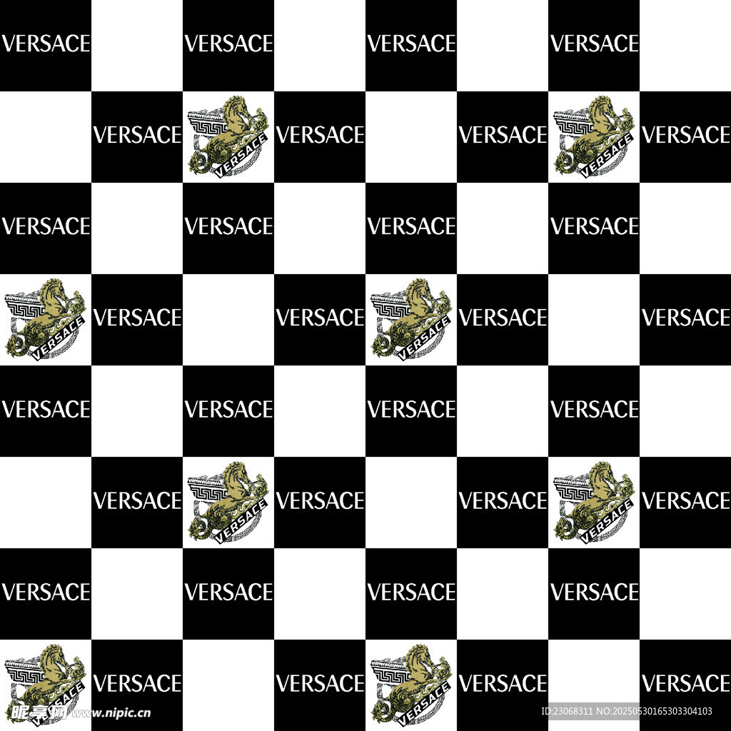 黑白棋盘格带标志图案