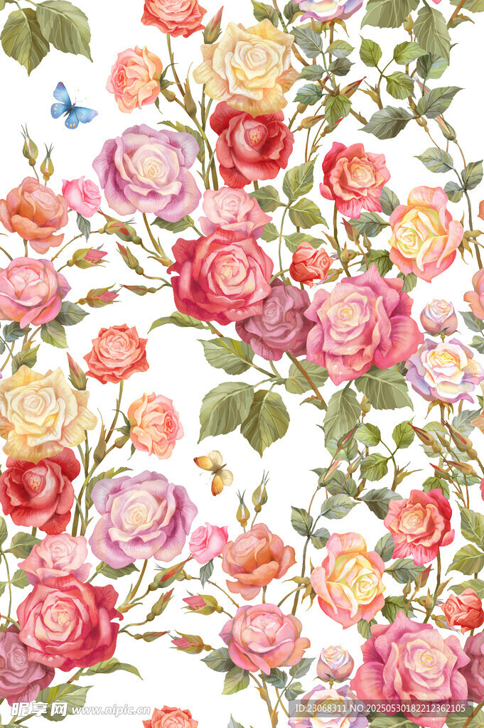 水彩花卉图案精美插画