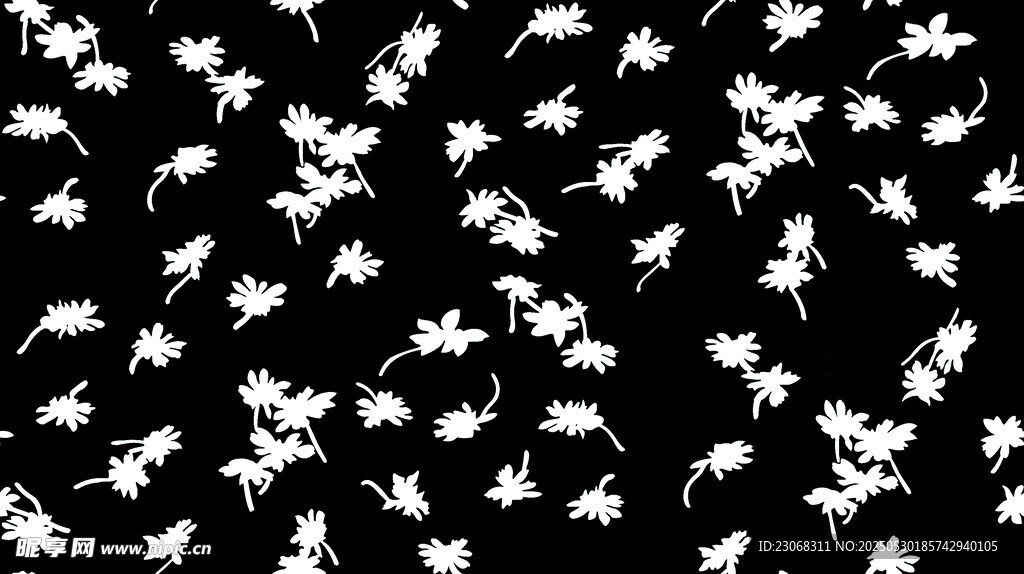 黑白花卉图案背景纹理