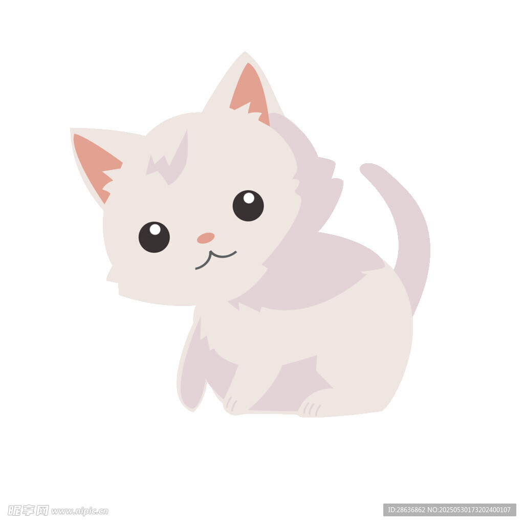 可爱小白猫插画
