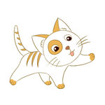 可爱奔跑小猫插画