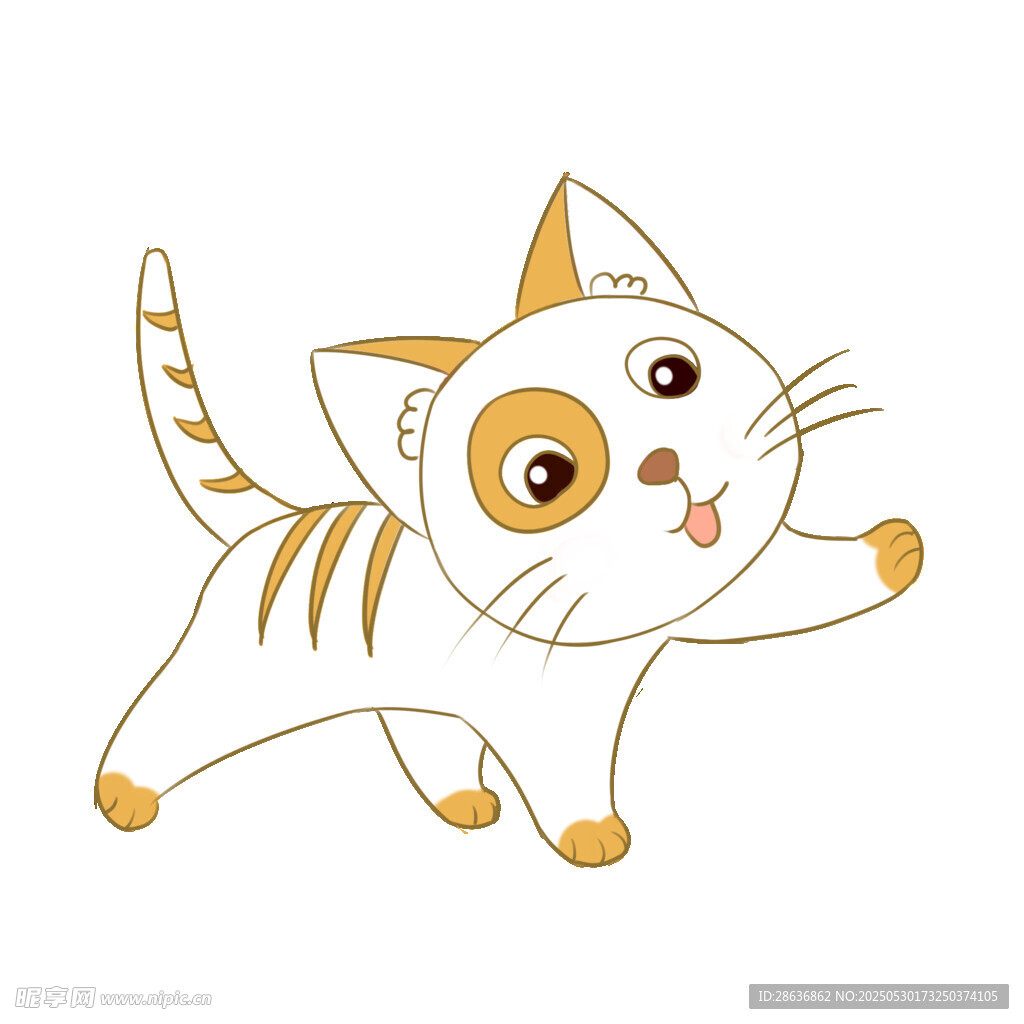 可爱奔跑小猫插画