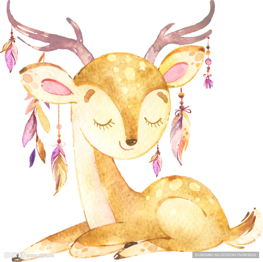梦幻小鹿插画