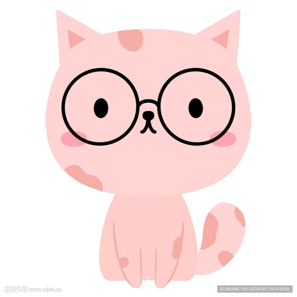 戴眼镜的可爱粉色小猫