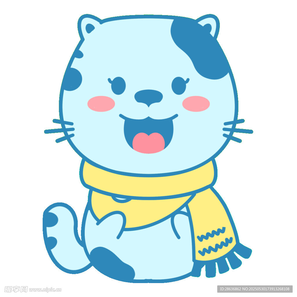 可爱蓝猫戴围巾开心模样