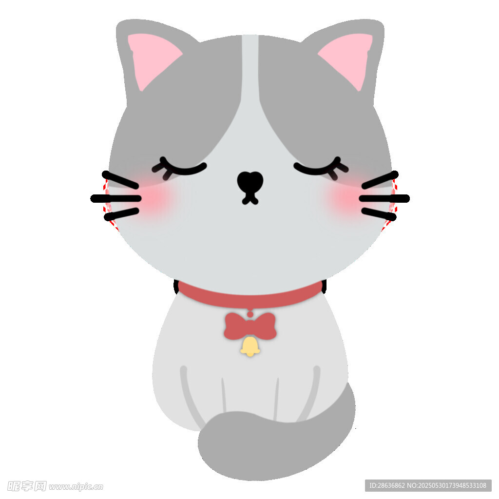 可爱戴领结的卡通猫咪