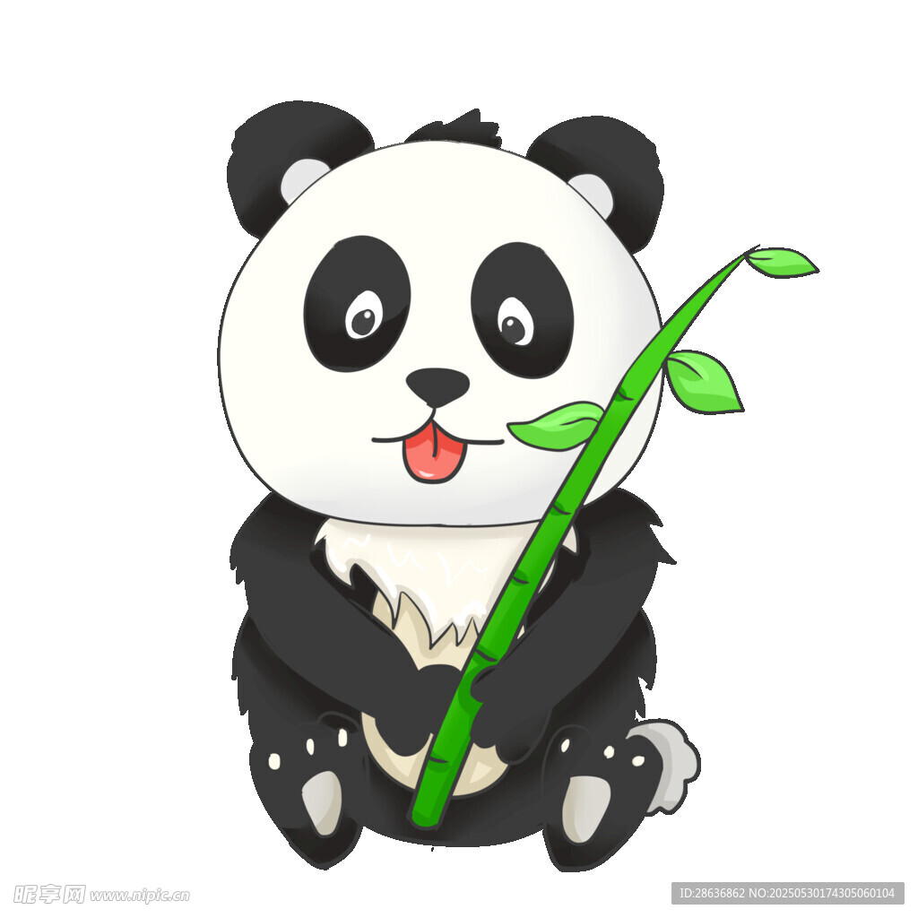 可爱熊猫抱翠竹
