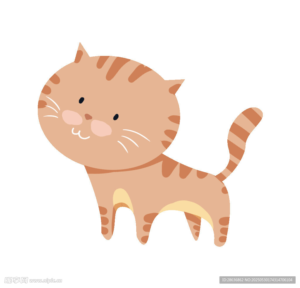 可爱条纹小猫插画