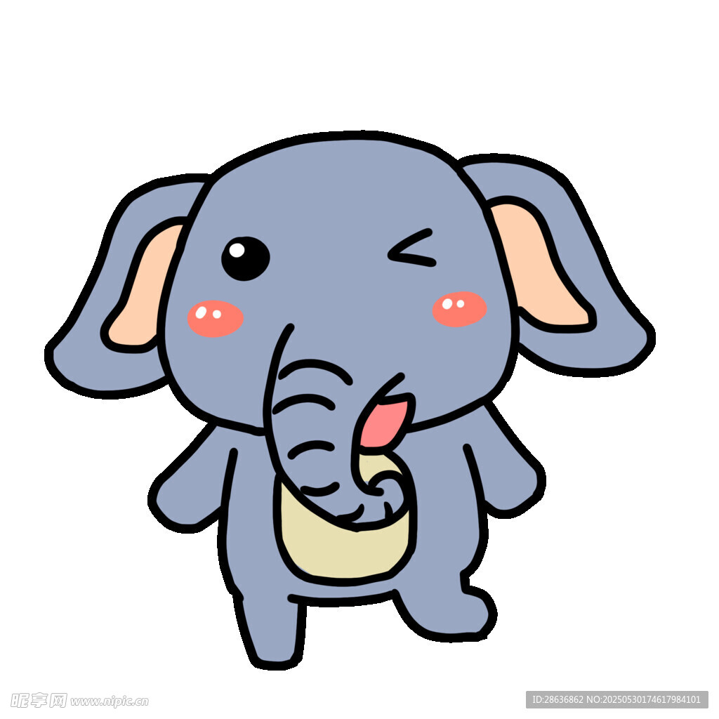可爱小象俏皮吐舌