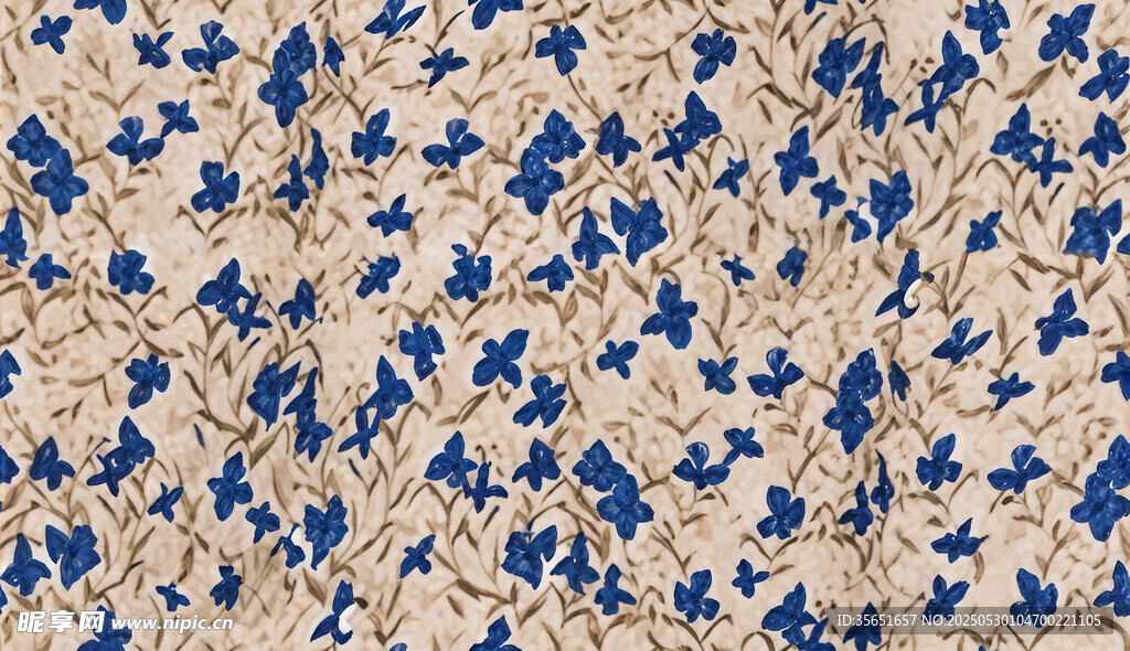 蓝白花纹织物纹理图案