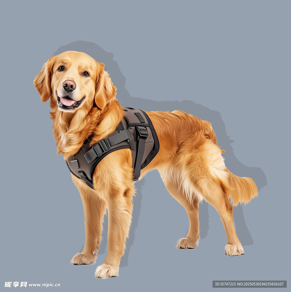 穿背心的金毛犬