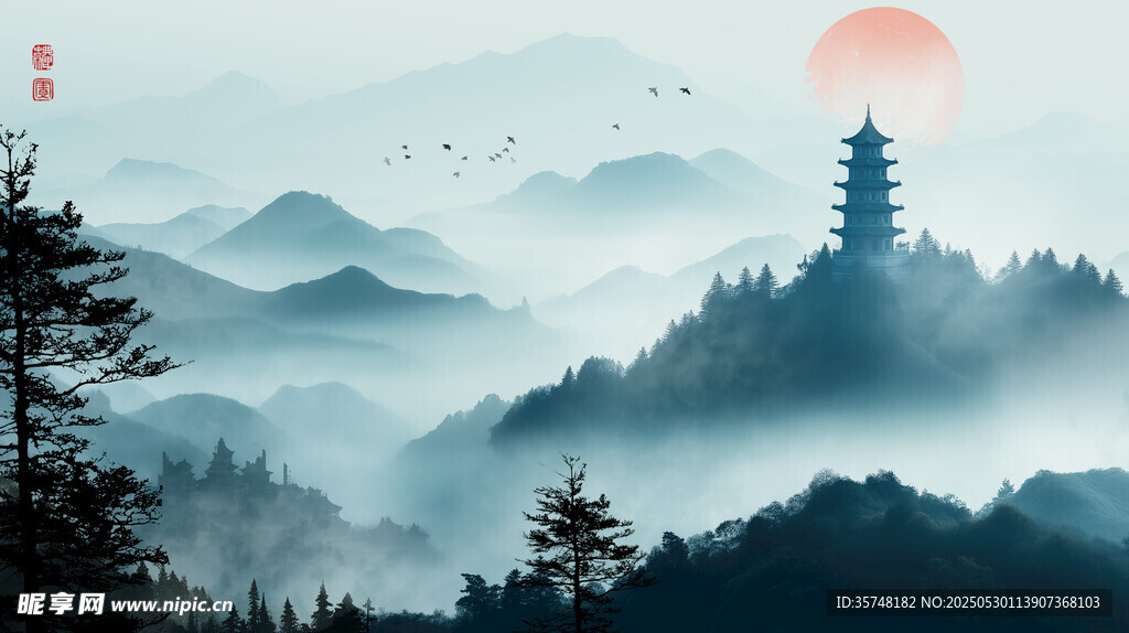 古风山水背景