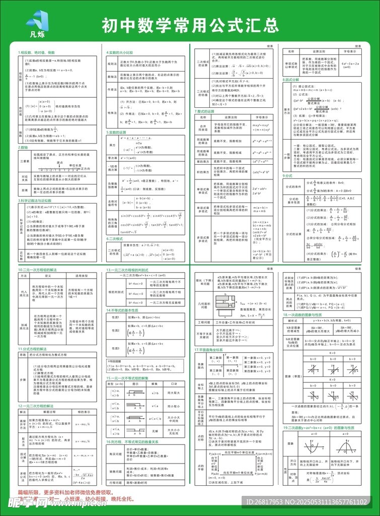 初中数学常用公式