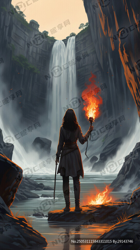 欧美插画风格；一个女性的背影拿