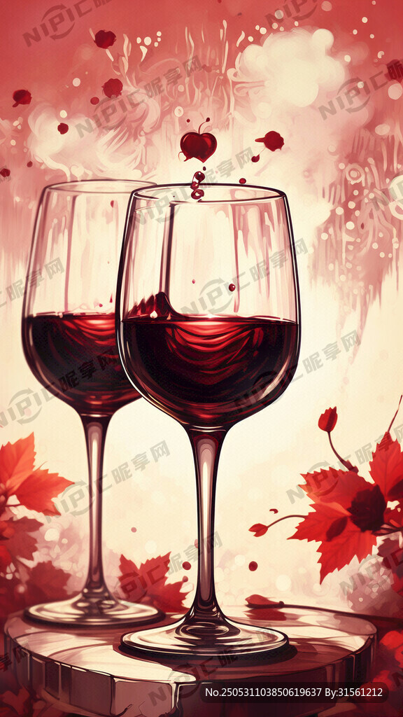 有盛红葡萄酒的杯子碰杯