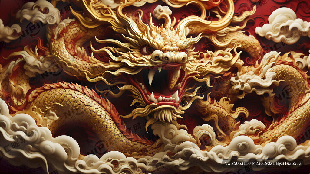 金色浮雕盘龙 祥龙  缠龙柱用