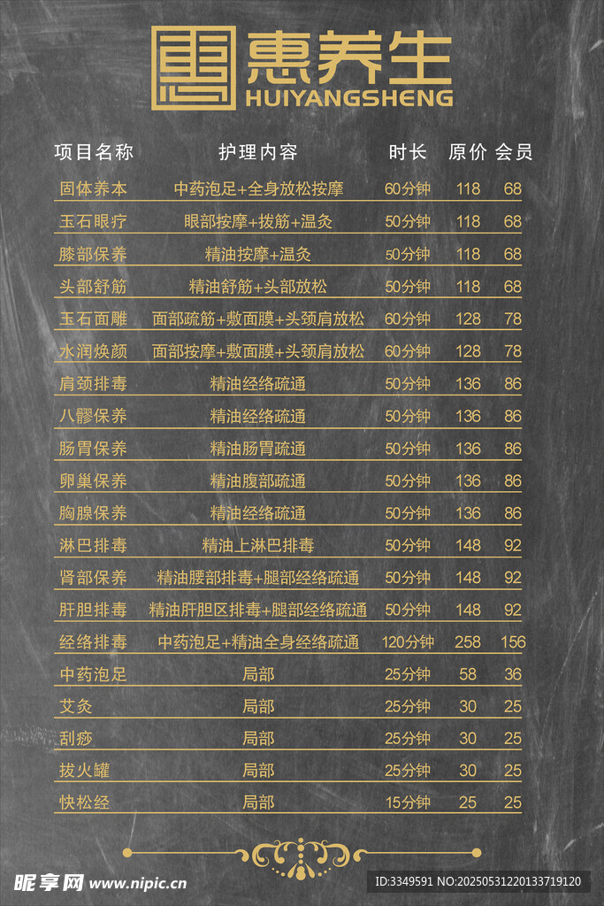 价目表
