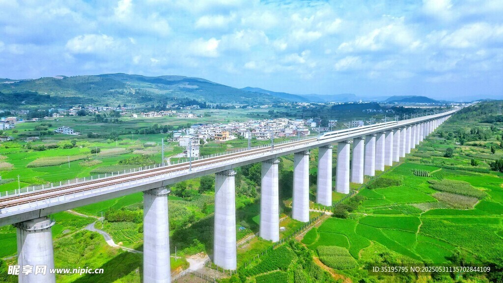 壮丽高架桥横跨绿野